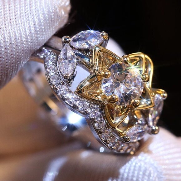 🍁925 Silver Plated Vivid Star Unique Ring For Women, MLNN1298 - Picture 4 of 4